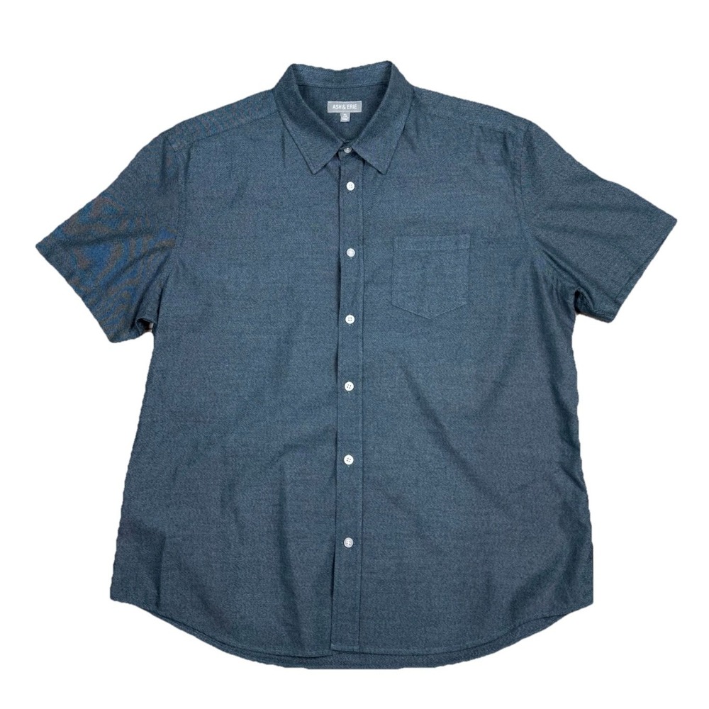 Ash & Erie Shirt Men's XL Slim Short Sleeve Blue Casual Top Preppy